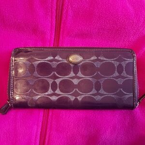 Purple coach patent leather wallet